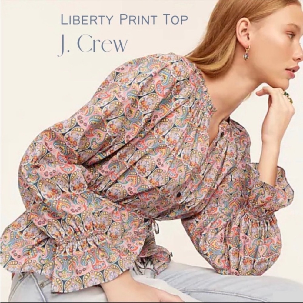 J Crew Tie-waist organic cotton top in Liberty® Giorgia Duke fabric Size…